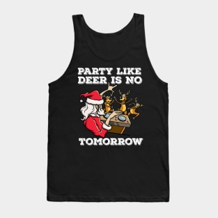 Santa Claus Deer DJ Dancing ReinDeer Party Fun Christmas Pun Tank Top